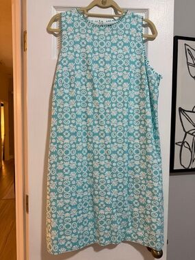 Ann Taylor Aqua and White Floral Mini Shift Dress